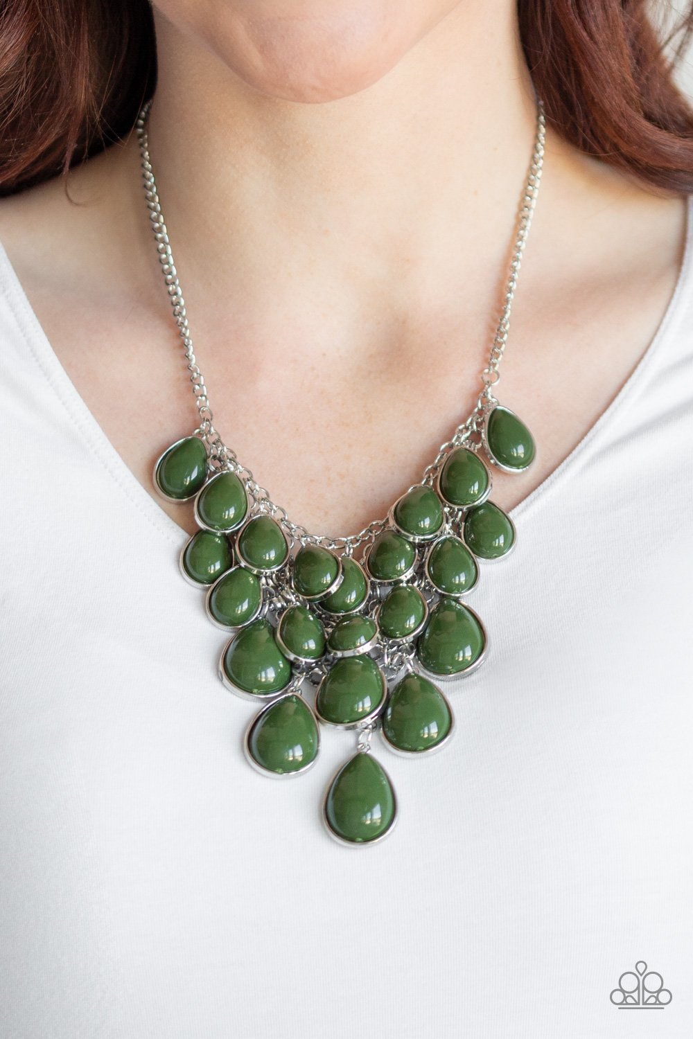 Shop Til You Teardrop-green-Paparazzi necklace