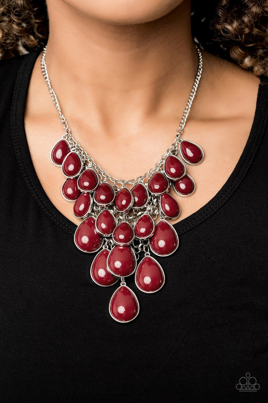 Shop Til You Teardrop-red-Paparazzi necklace