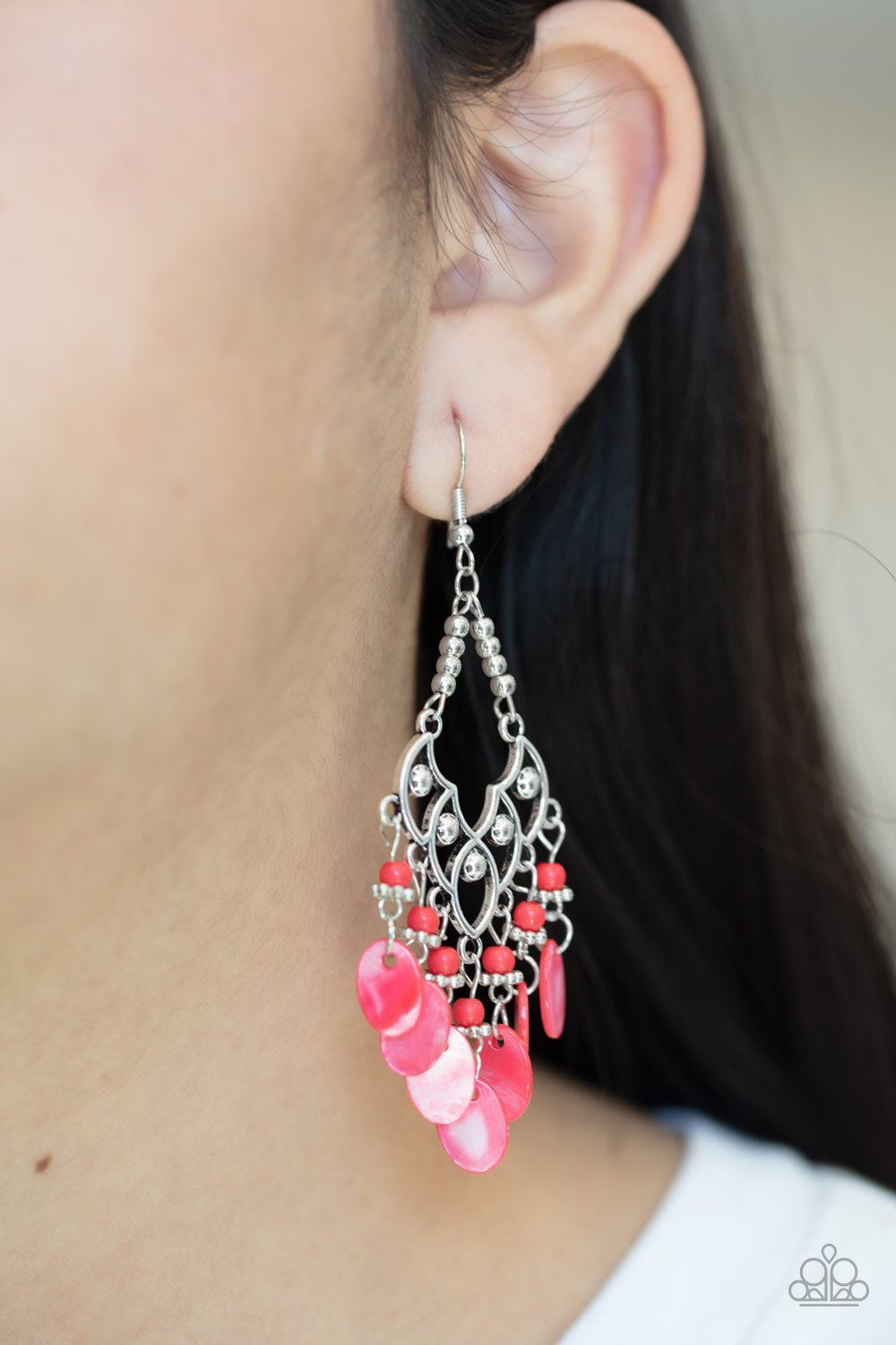 Shore Bait-red-Paparazzi earrings