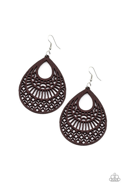 Shoulda Coulda WOODa - brown - Paparazzi earrings