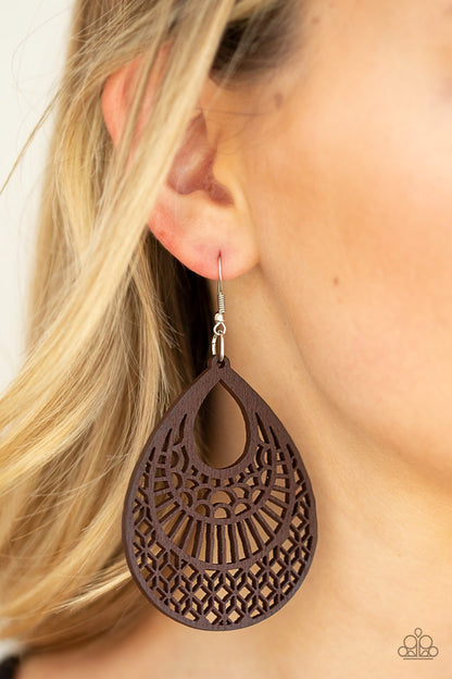 Shoulda Coulda WOODa-brown-Paparazzi earrings