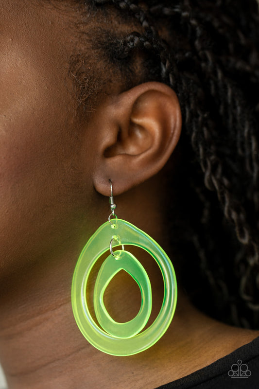Show Your True NEONS - yellow - Paparazzi earrings