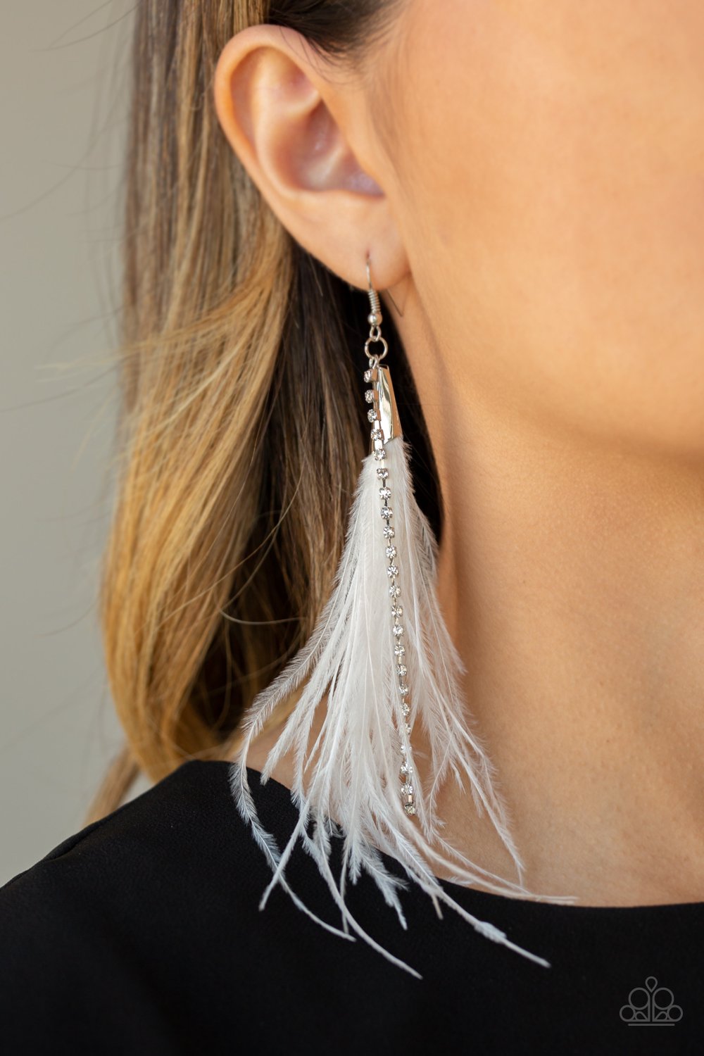 Showstopping Showgirl-white-Paparazzi earrings