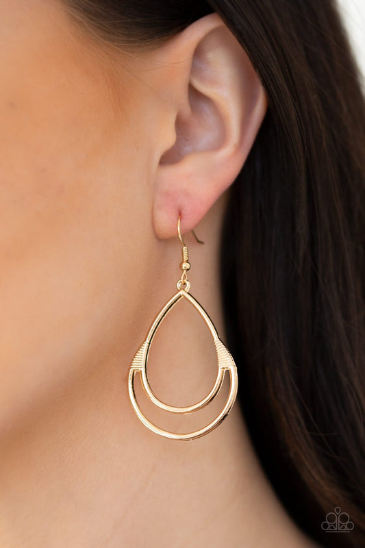 Simple Glisten-gold-Paparazzi earrings
