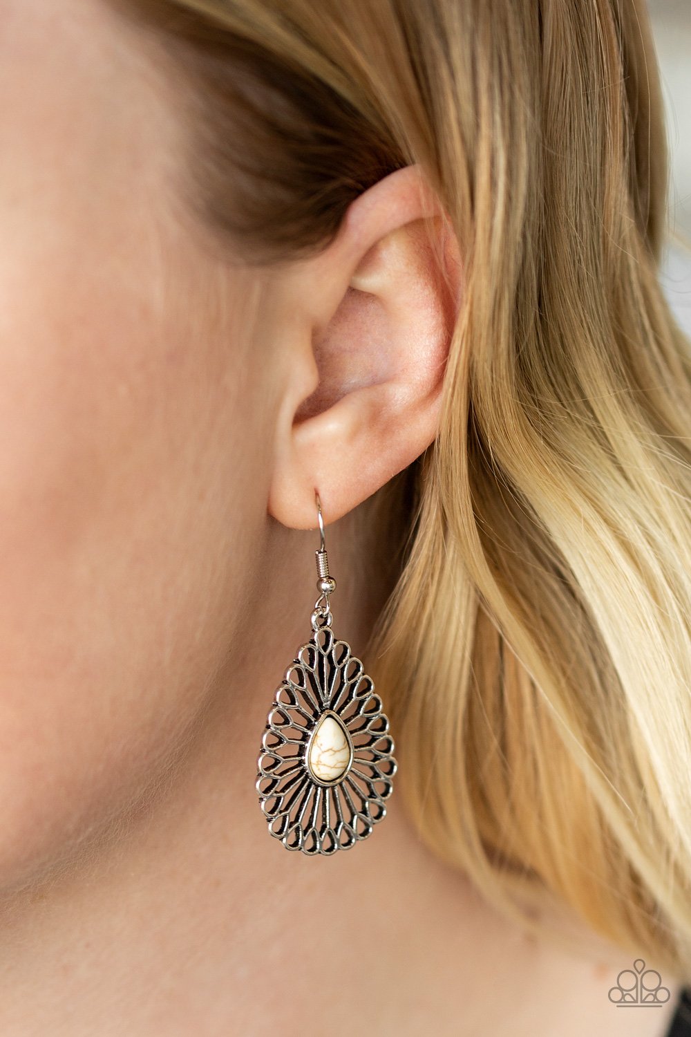 Simply Sedimentary-white-Paparazzi earrings