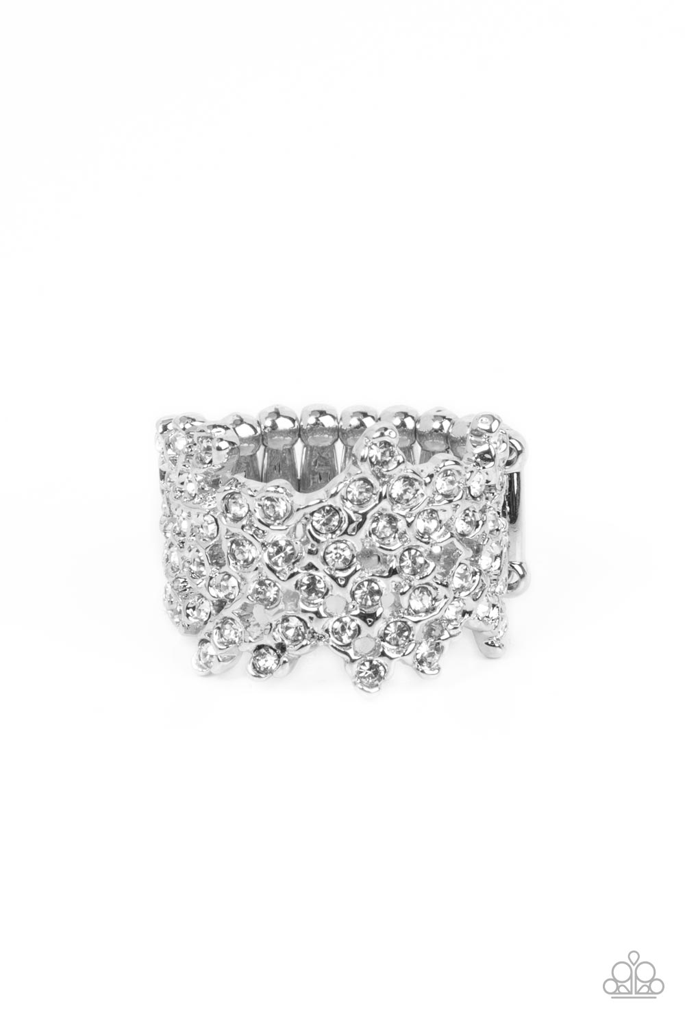 Sizzling Shimmer - white - Paparazzi ring – JewelryBlingThing
