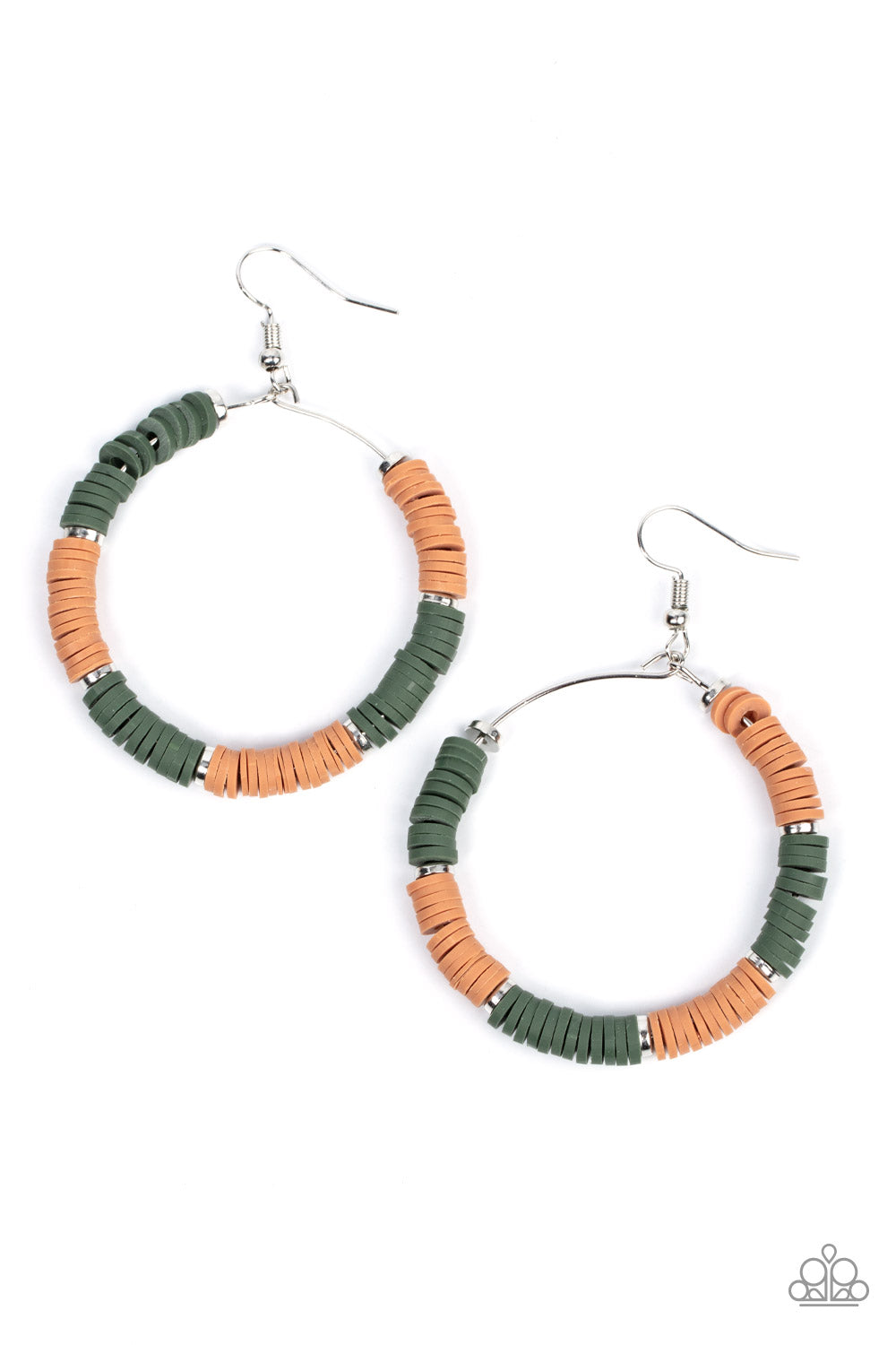 Skillfully Stacked - green - Paparazzi earrings