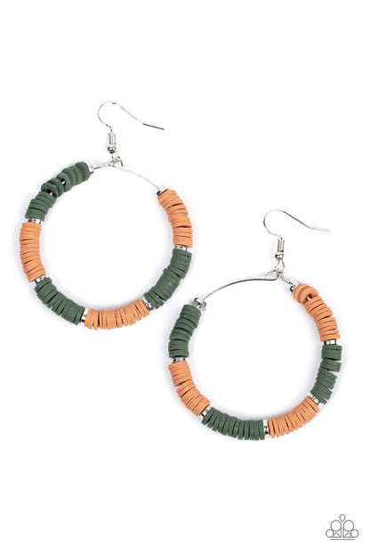 Skillfully Stacked - green - Paparazzi earrings