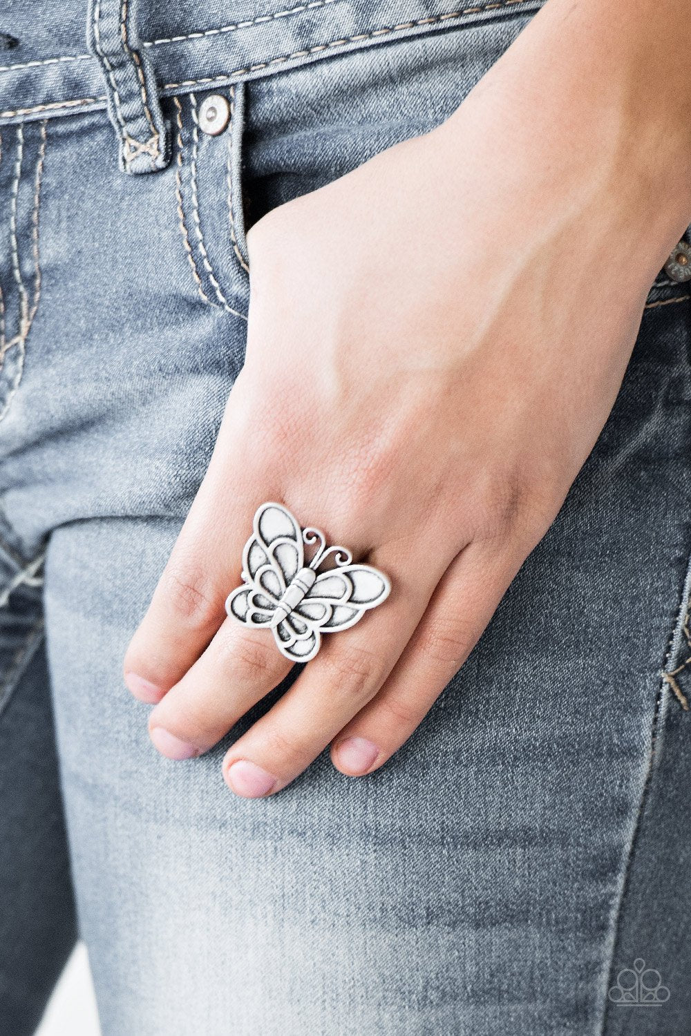 Sky High Butterfly - silver - Paparazzi ring
