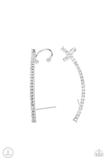 Sleekly Shimmering - white - Paparazzi earrings