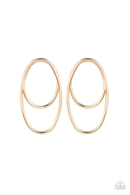 So OVAL-Dramatic - gold - Paparazzi earrings