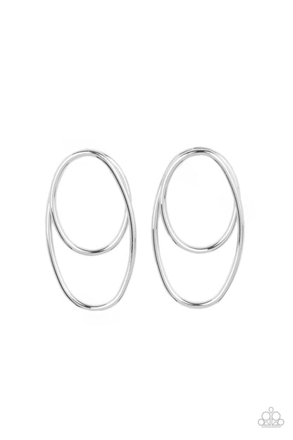 So OVAL-Dramatic - silver - Paparazzi earrings