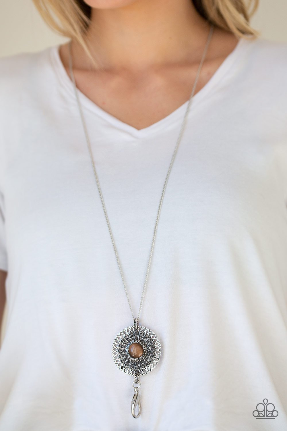 So Solar - brown - Paparazzi lanyard necklace