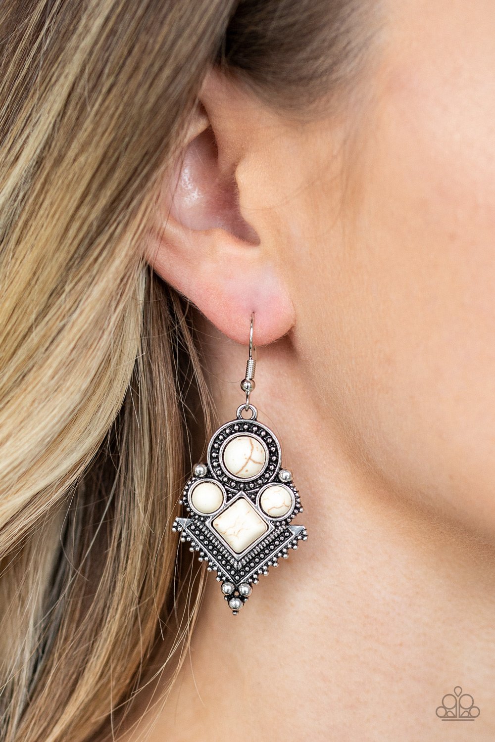 So Sonoran-white-Paparazzi earrings