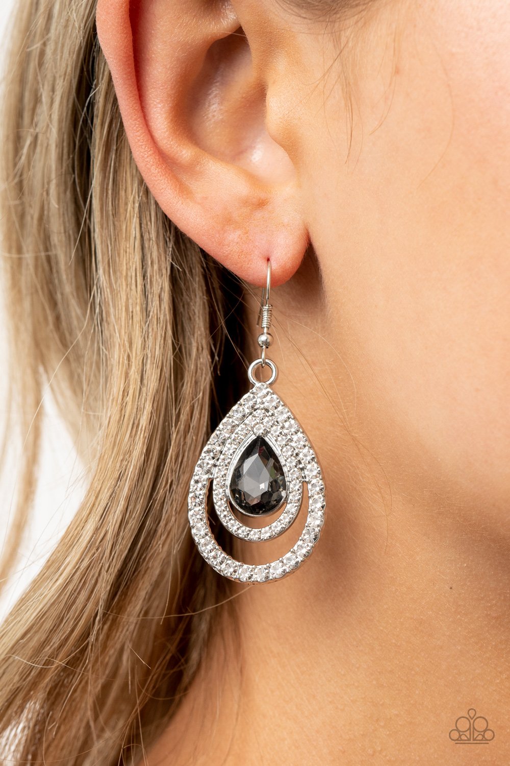 So the Story GLOWS-silver-Paparazzi earrings