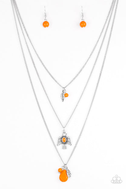 Soar With the Eagles - orange - Paparazzi necklace