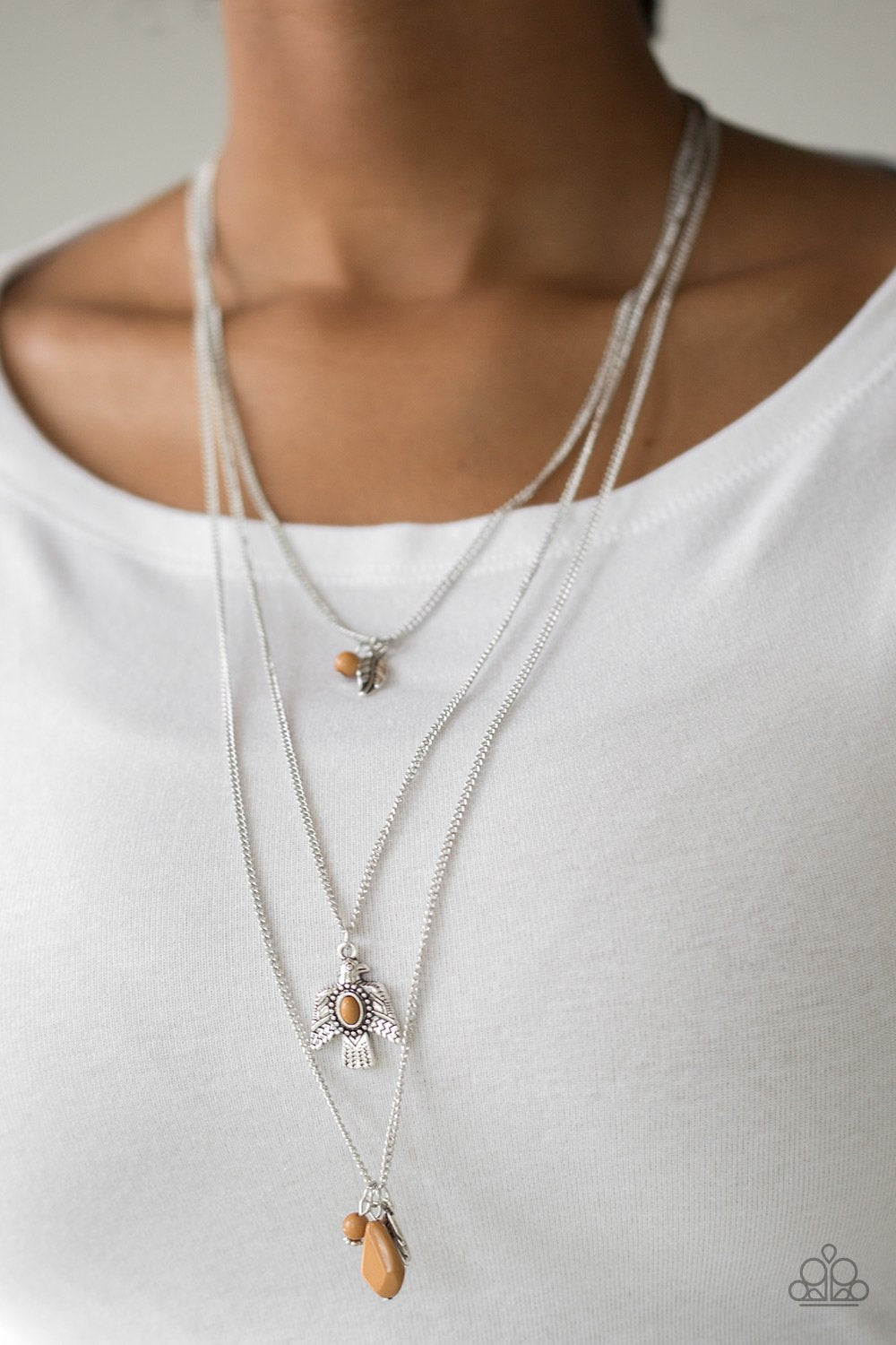 Soar With the Eagles-brown-Paparazzi necklace