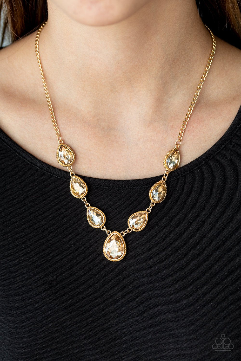 Socialite Social-gold-Paparazzi necklace