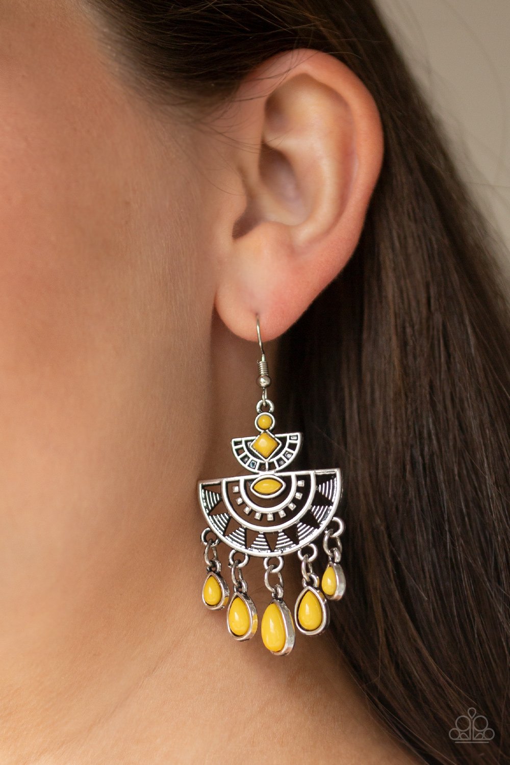 Sol Searching-yellow-Paparazzi earrings