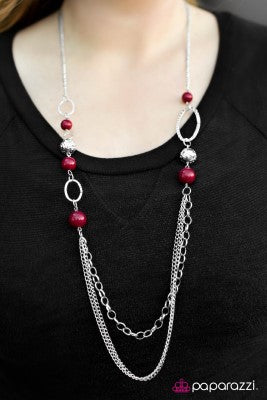 Somewhere Along The Line - Red - Paparazzi necklace