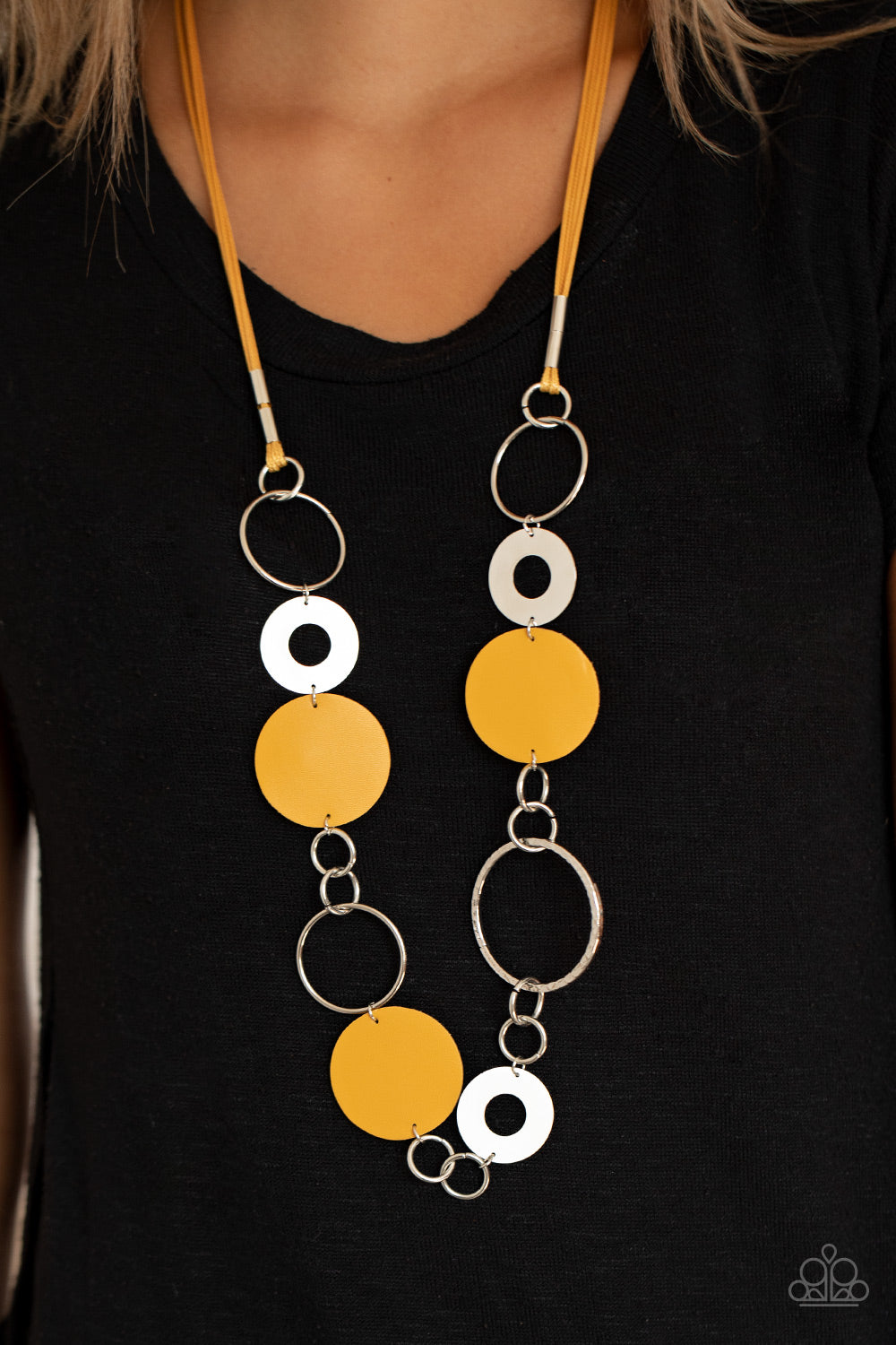 Sooner or LEATHER - yellow - Paparazzi necklace