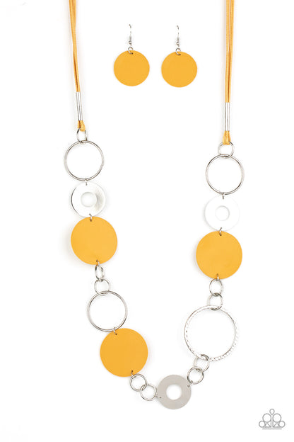 Sooner or LEATHER - yellow - Paparazzi necklace