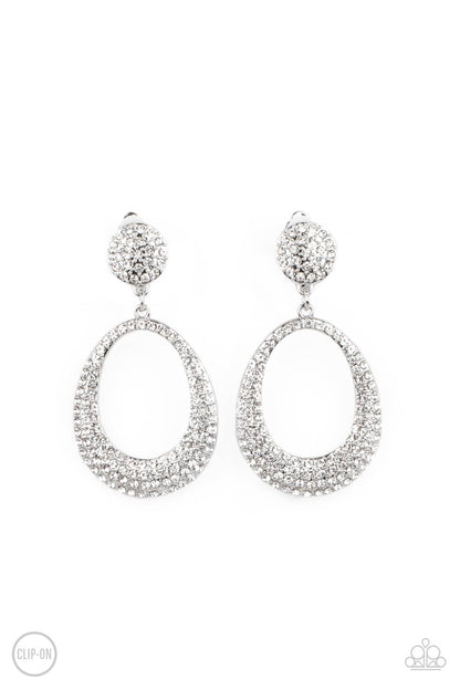 Sophisticated Smolder - white - Paparazzi CLIP ON earrings