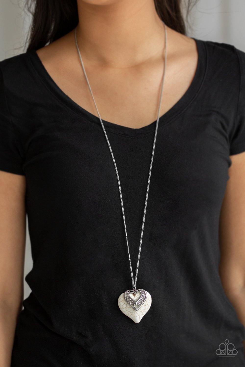 Southern Heart-white-Paparazzi necklace
