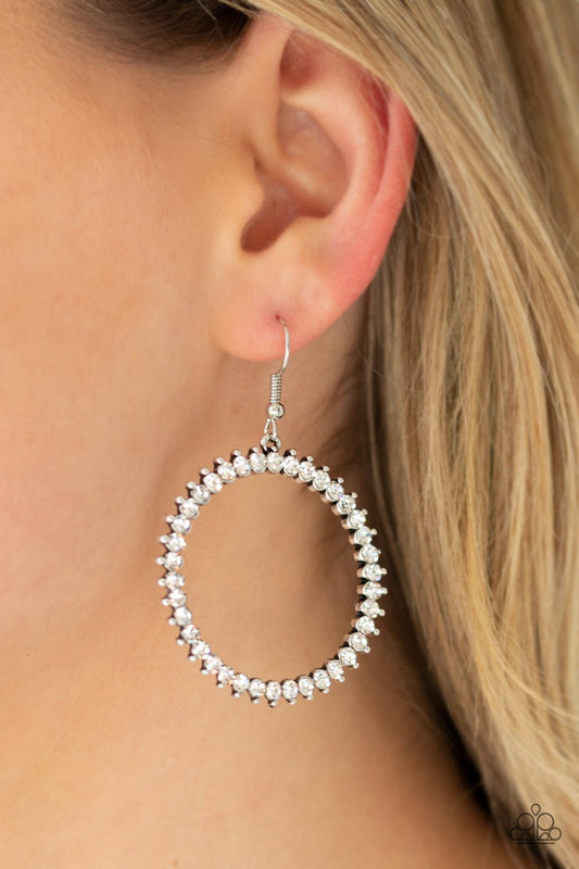 Spark Their Attention - white - Paparazzi earrings
