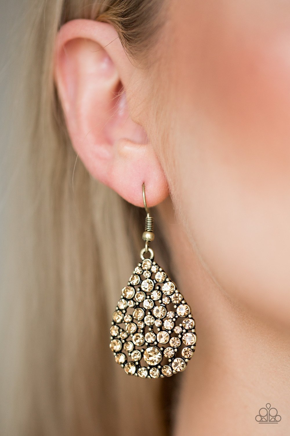 Sparkle Brighter-brass-Paparazzi earrings