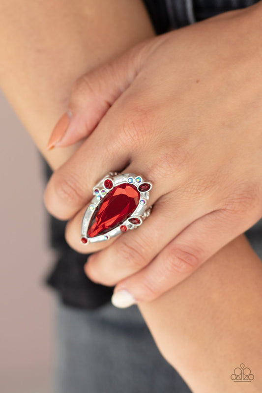Sparkle Smitten-red-Paparazzi ring