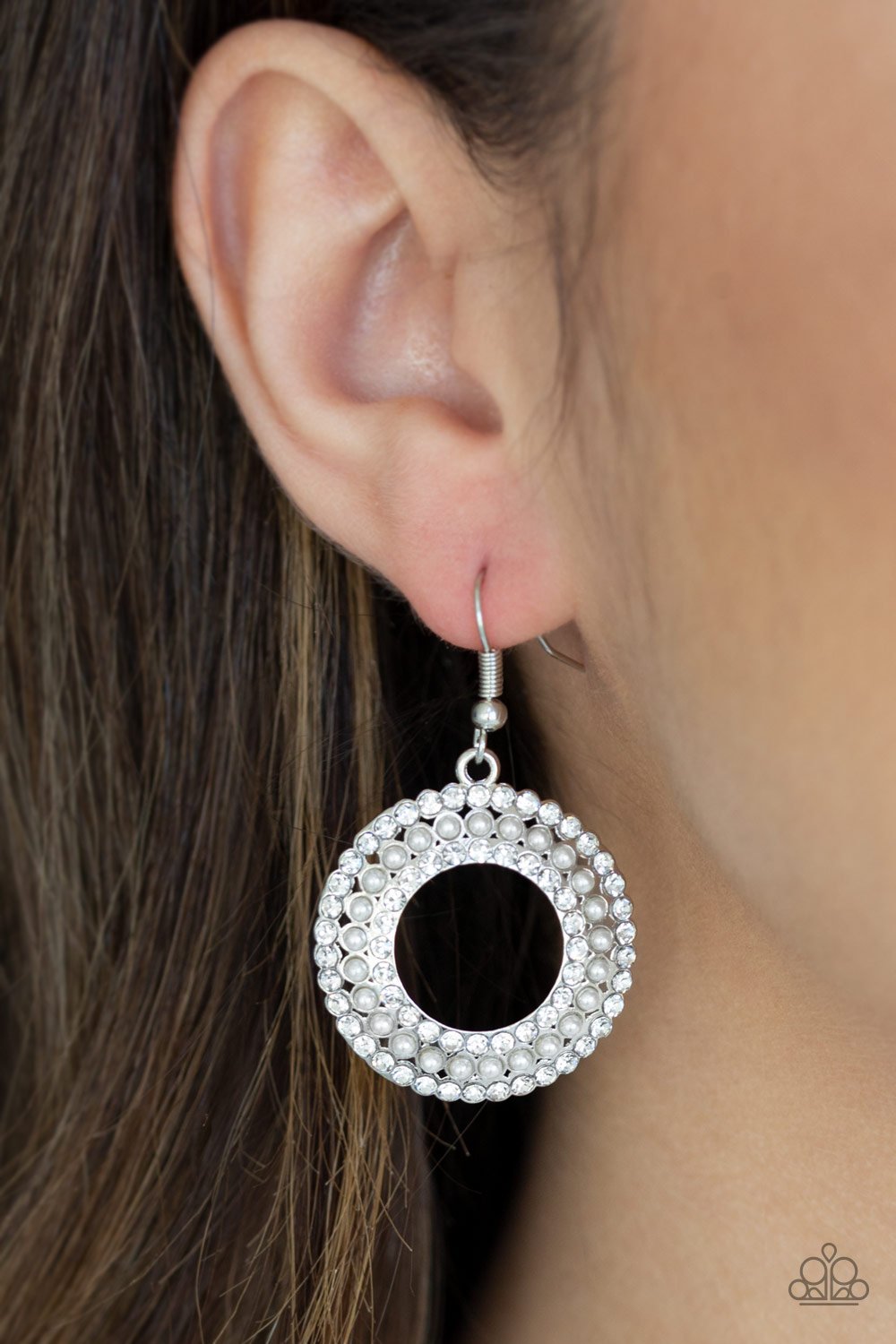 Sparkle Splurge-silver-Paparazzi earrings