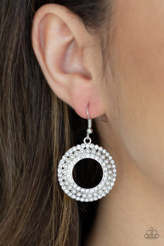 Sparkle Splurge-silver-Paparazzi earrings