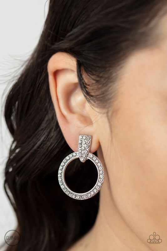 Sparkle at Your Service - white - Paparazzi CLIP ON earrings