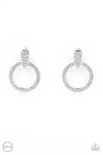 Sparkle at Your Service - white - Paparazzi CLIP ON earrings