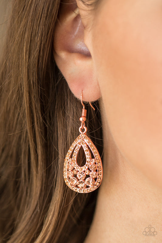 Sparkling Stardom - copper - Paparazzi earrings