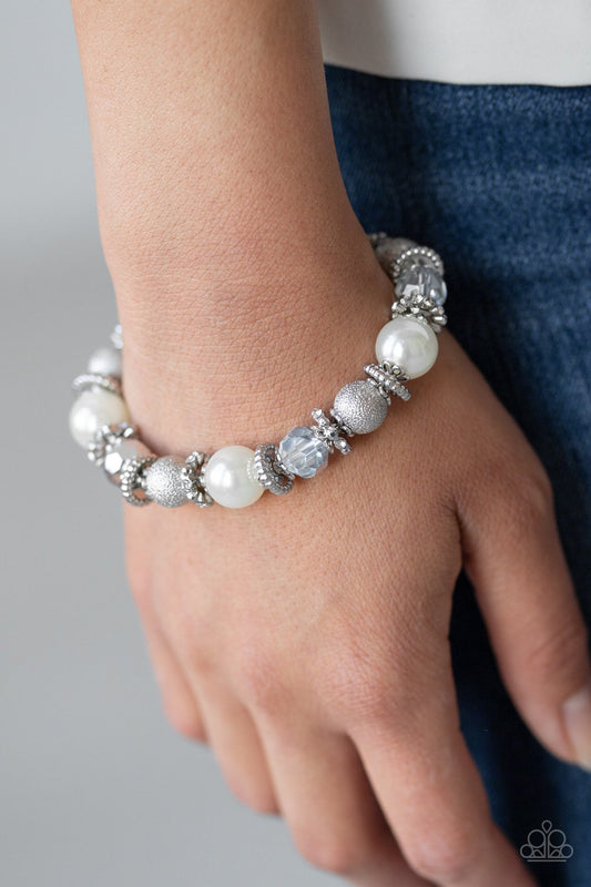 Sparkling Conversation-white-Paparazzi bracelet