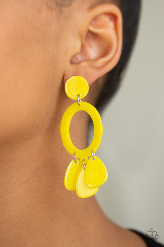 Sparkling Shores-yellow-Paparazzi earrings