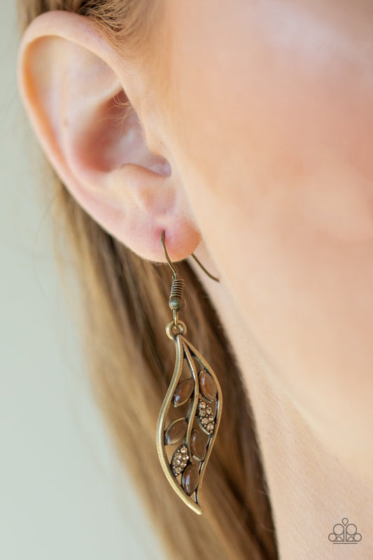 Sparkling Stems-brass-Paparazzi earrings