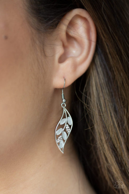 Sparkling Stems-white-Paparazzi earrings