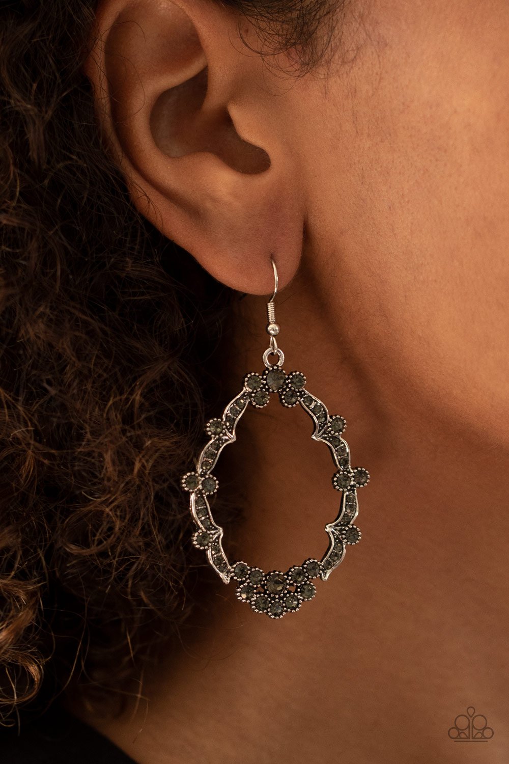 Sparkly Status-silver-Paparazzi earrings