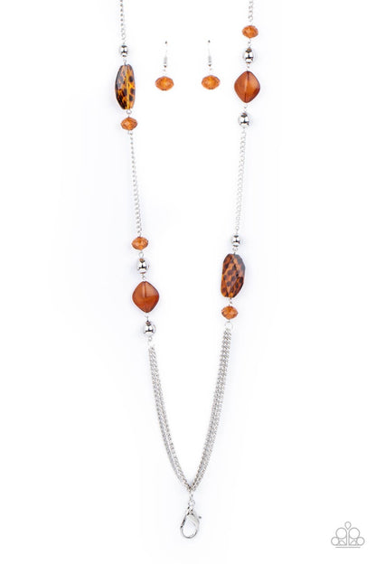 Spectacularly Speckled - brown - Paparazzi LANYARD necklace
