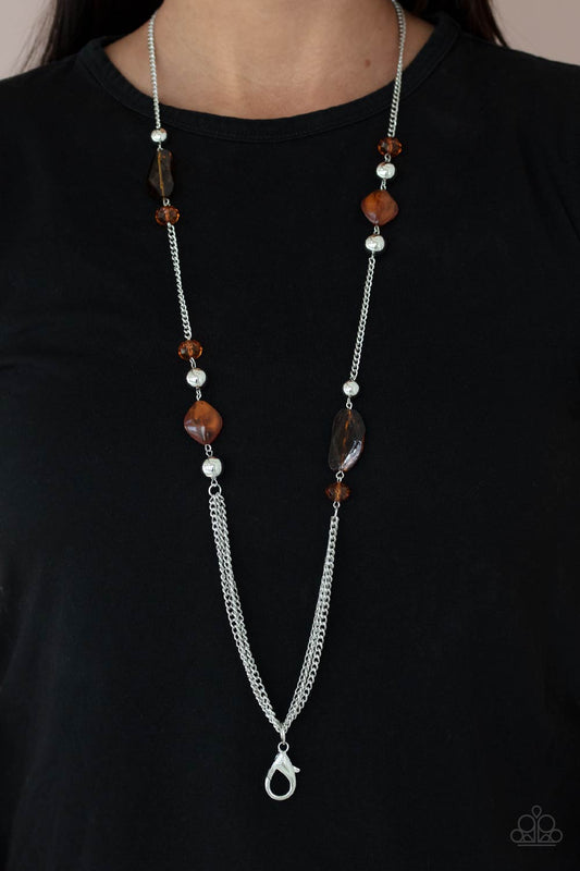 Spectacularly Speckled - brown - Paparazzi LANYARD necklace
