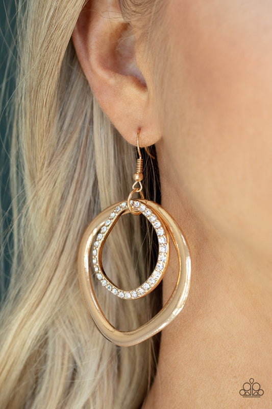 Spinning With Sass - gold - Paparazzi earrings
