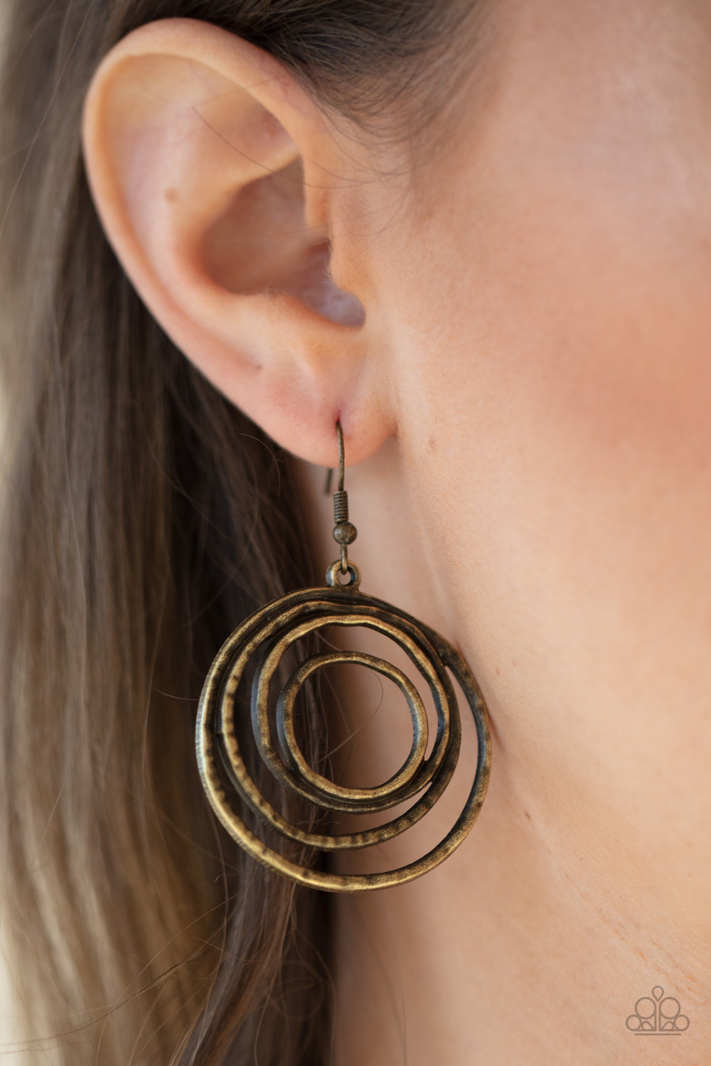 Spiraling Out of Control - brass - Paparazzi earrings