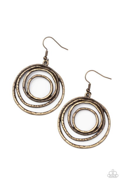 Spiraling Out of Control - brass - Paparazzi earrings