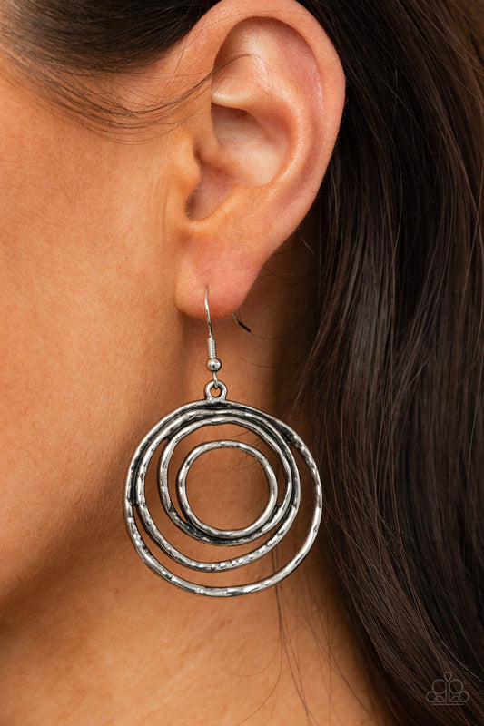 Spiraling Out of Control - silver - Paparazzi earrings