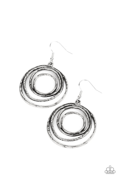 Spiraling Out of Control - silver - Paparazzi earrings