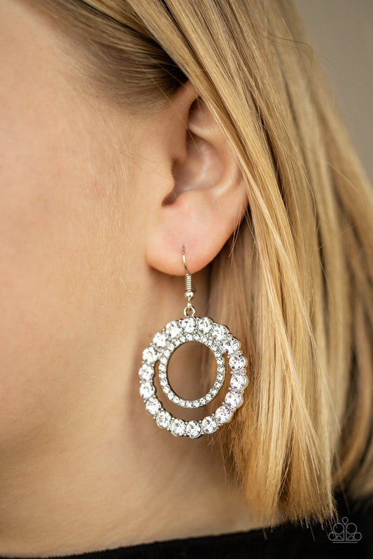 Spotlight Shout Out-white-Paparazzi earrings