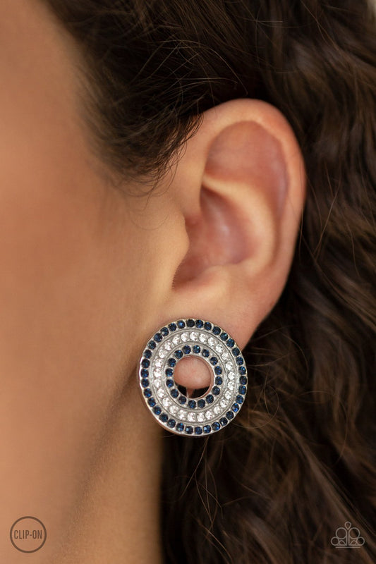 Spun Out On Shimmer-blue-Paparazzi CLIP ON earrings